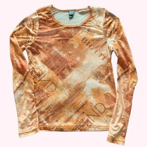 Wild Fable Sheer Orange Graphic Long Sleeve Top 🗽